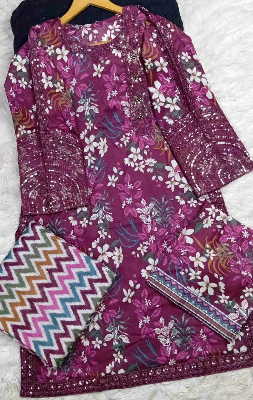 3 PIECE - EMBROIDERED LAWN SUIT