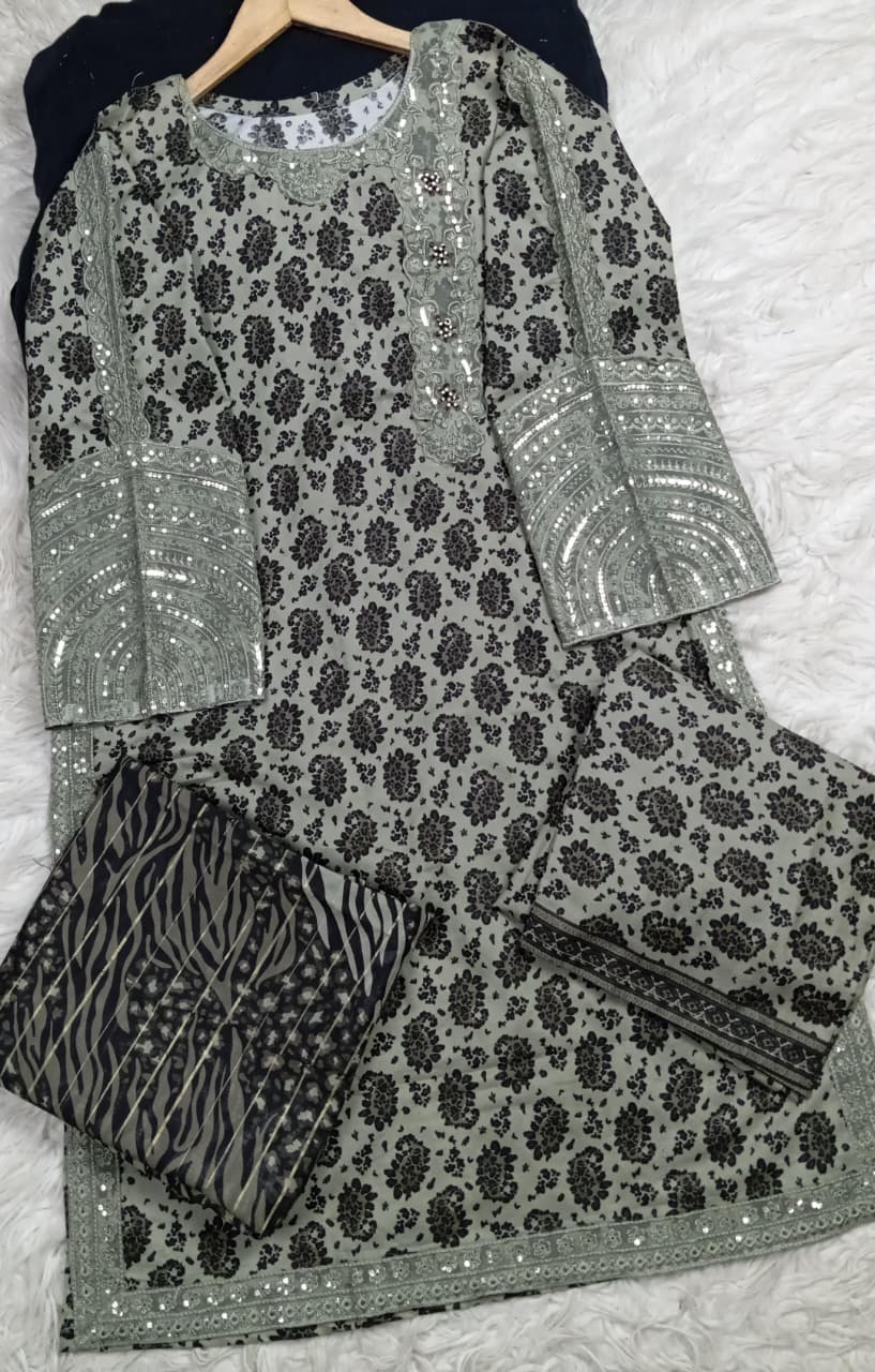 3 PIECE - EMBROIDERED LAWN SUIT