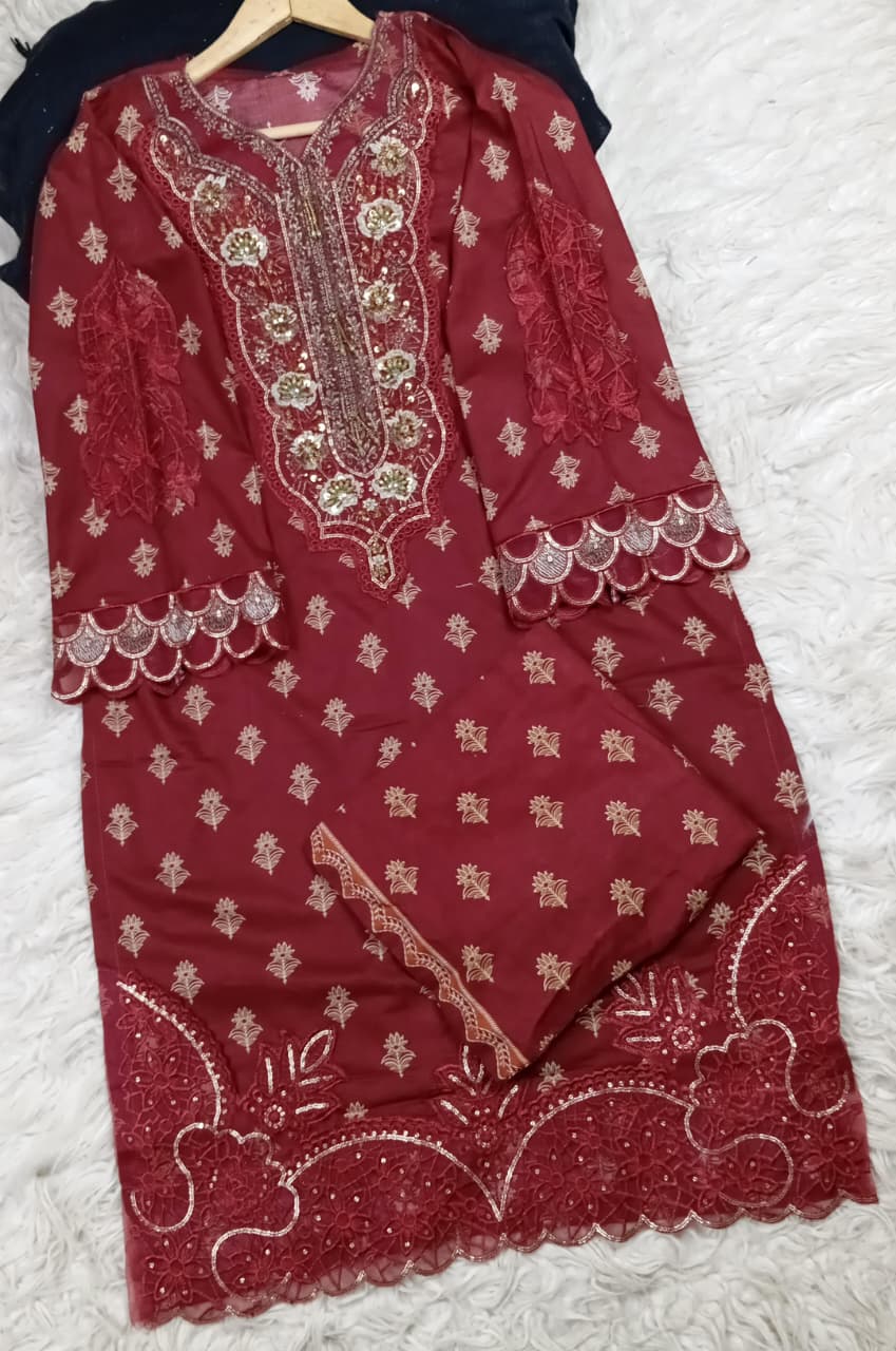 3 PIECE - EMBROIDERED LAWN SUIT