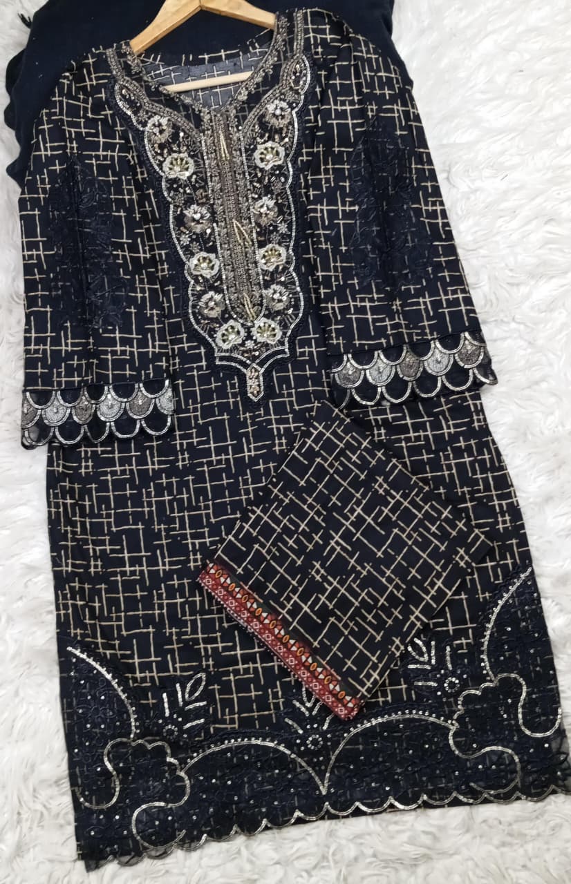 3 PIECE - EMBROIDERED LAWN SUIT