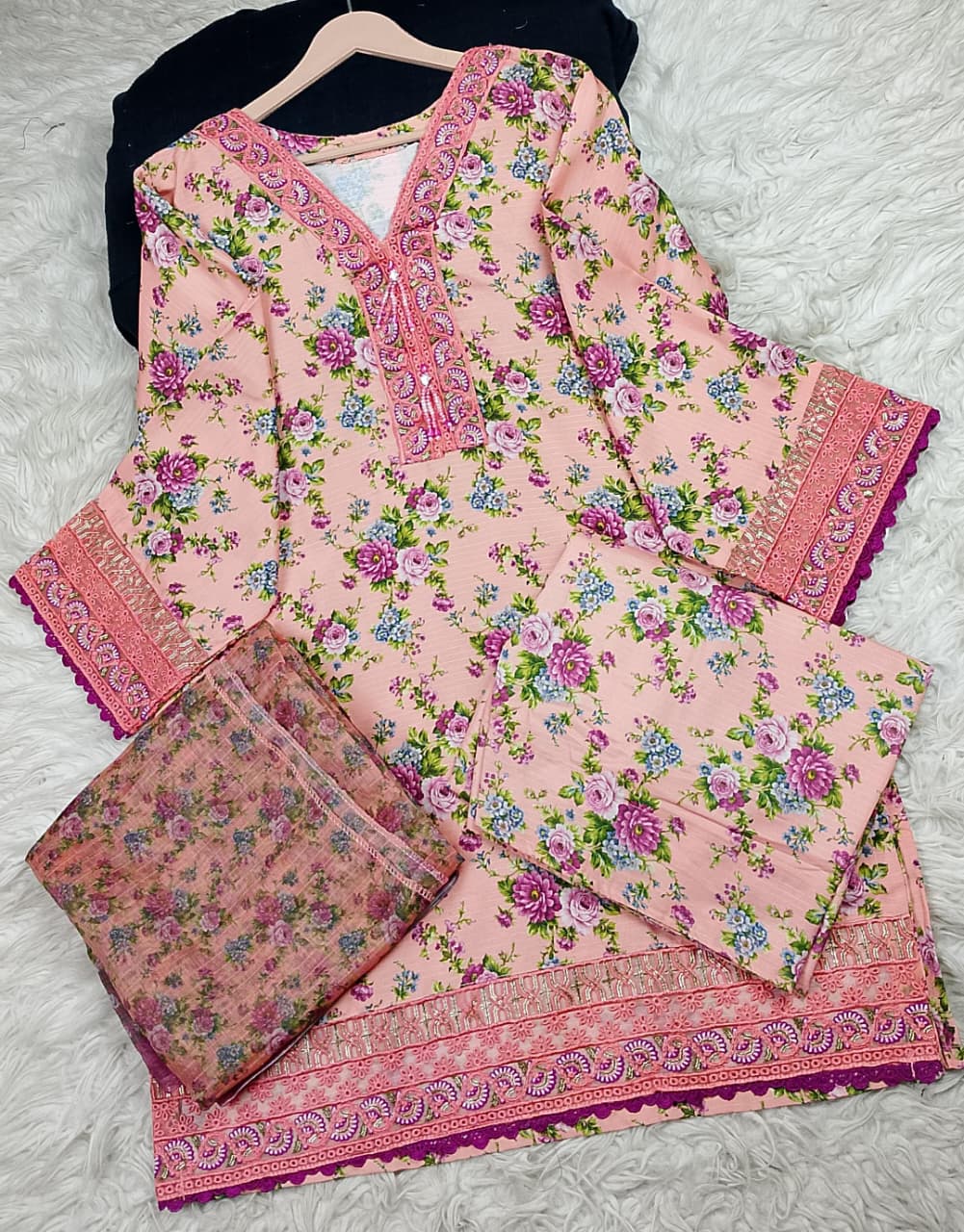 3 PIECE - EMBROIDERED LAWN SUIT