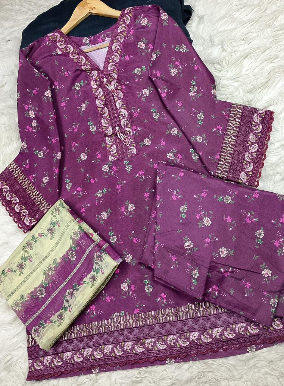 3 PIECE - EMBROIDERED LAWN SUIT