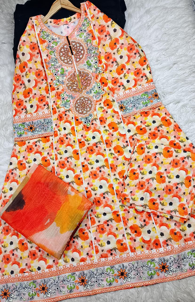 3 PIECE - EMBROIDERED LAWN SUIT
