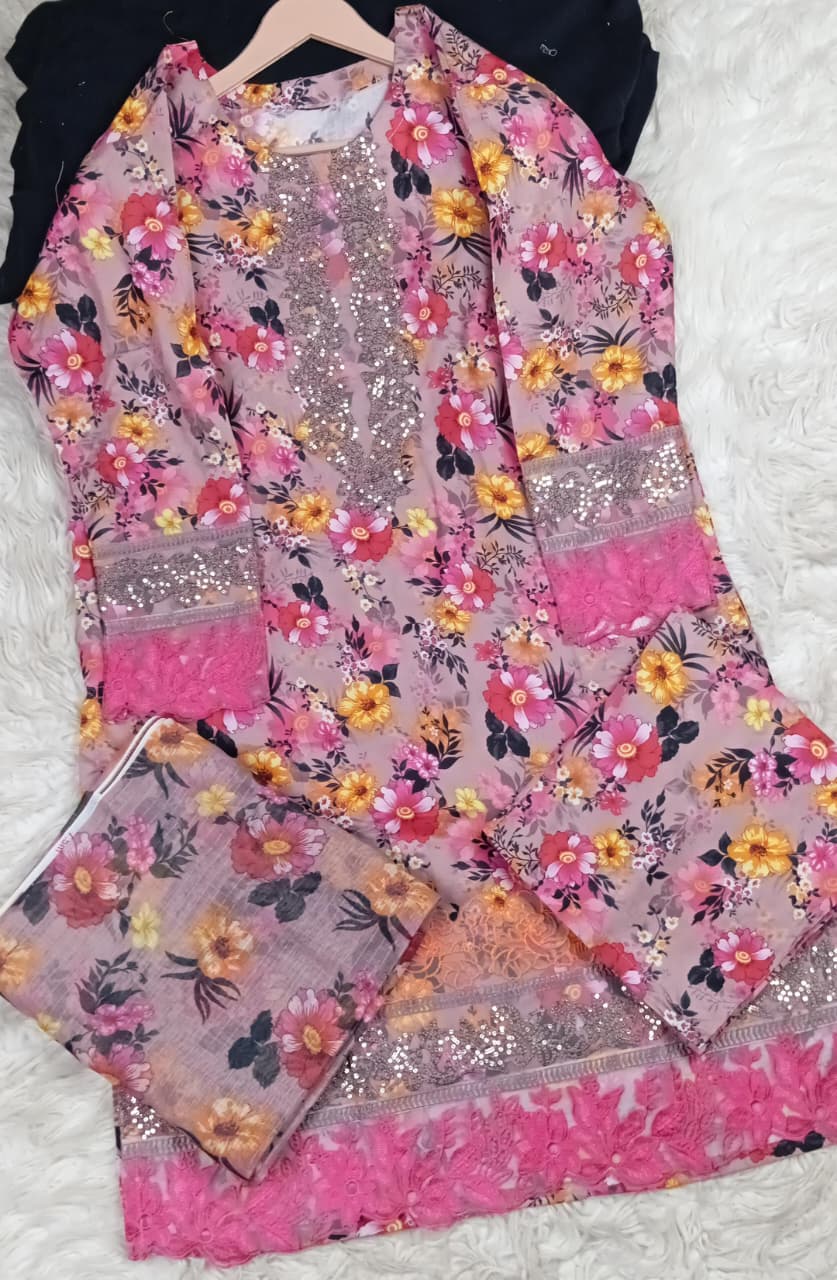 3 PIECE - EMBROIDERED LAWN SUIT