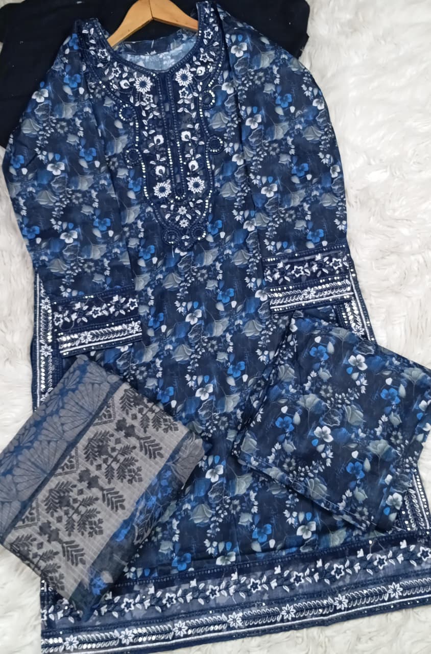 3 PIECE - EMBROIDERED LAWN SUIT