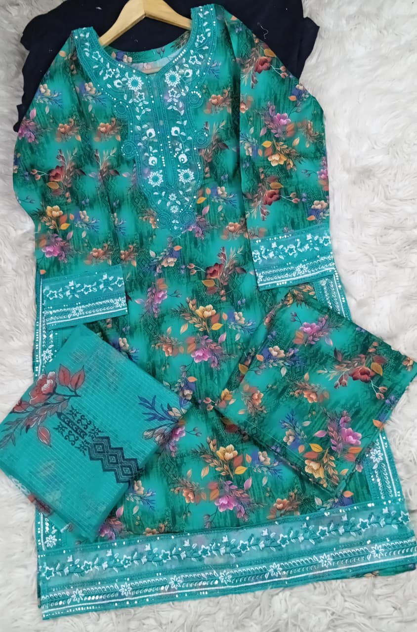 3 PIECE - EMBROIDERED LAWN SUIT