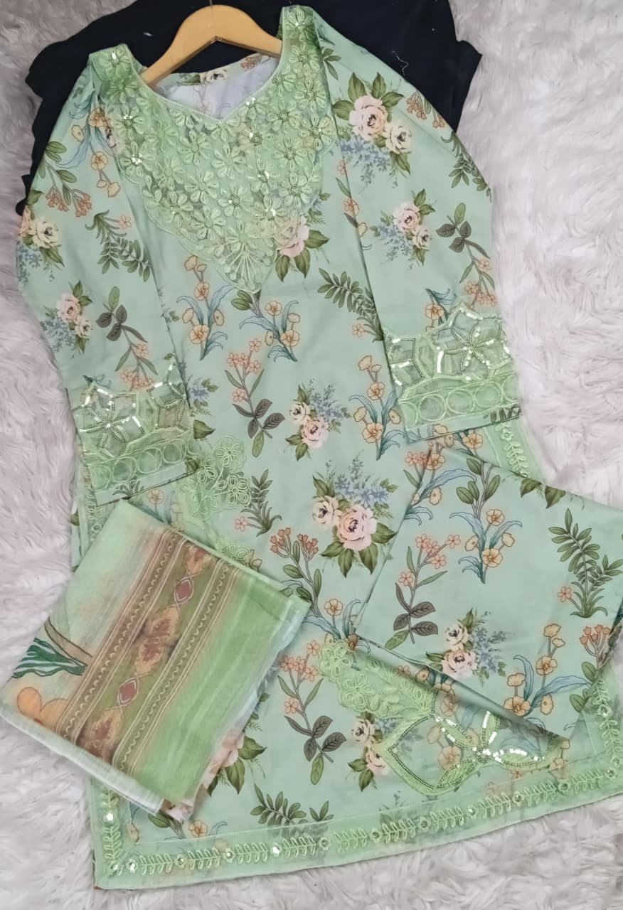 3 PIECE - EMBROIDERED LAWN SUIT