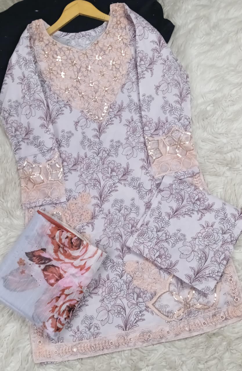 3 PIECE - EMBROIDERED LAWN SUIT
