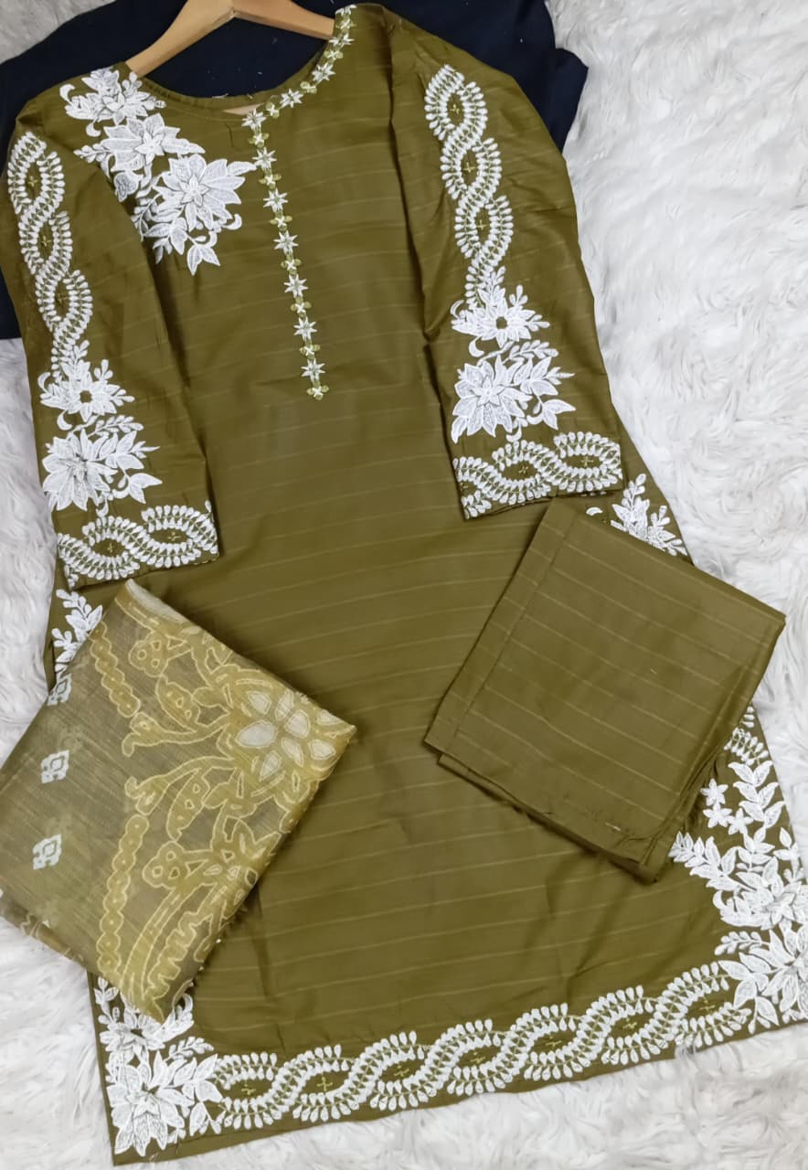 3 PIECE - EMBROIDERED LAWN SUIT