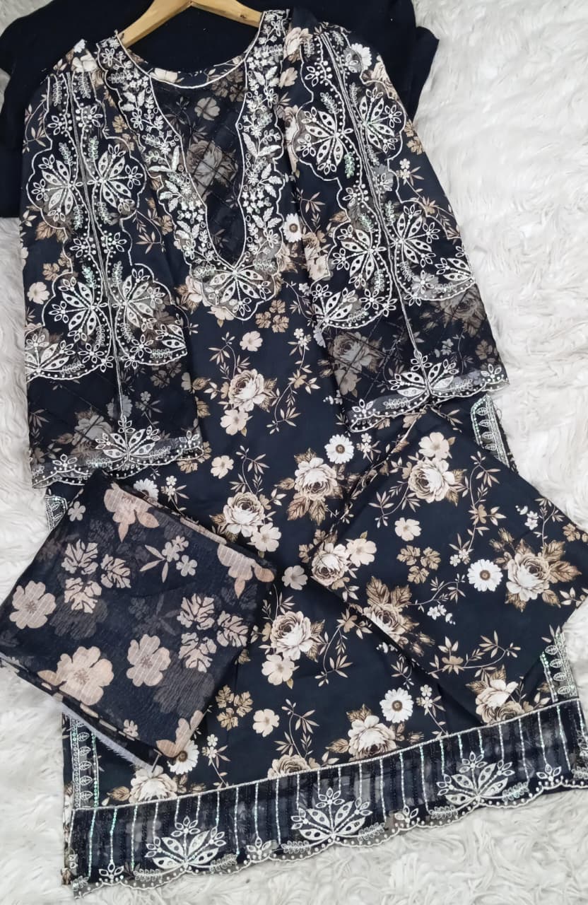 3 PIECE - EMBROIDERED LAWN SUIT