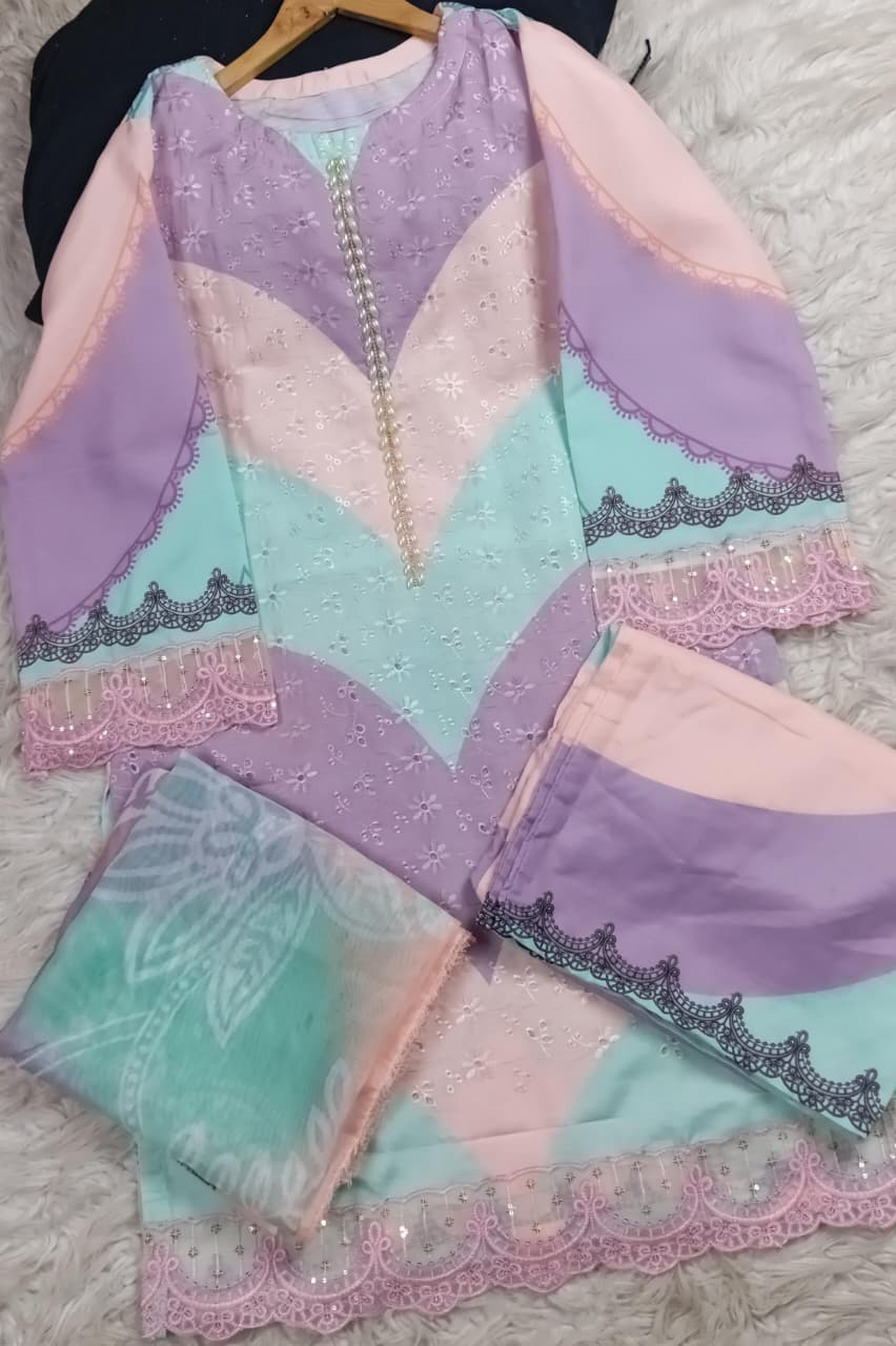 3 PIECE - EMBROIDERED LAWN SUIT
