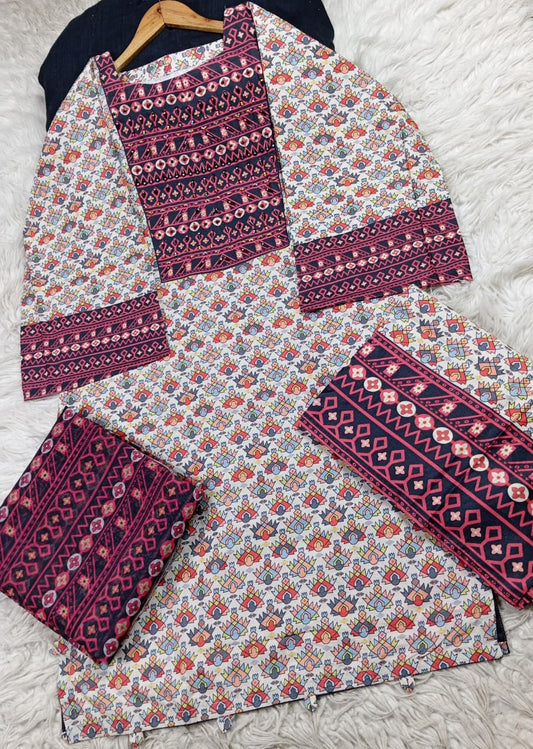 3 PIECE - EMBROIDERED LAWN SUIT