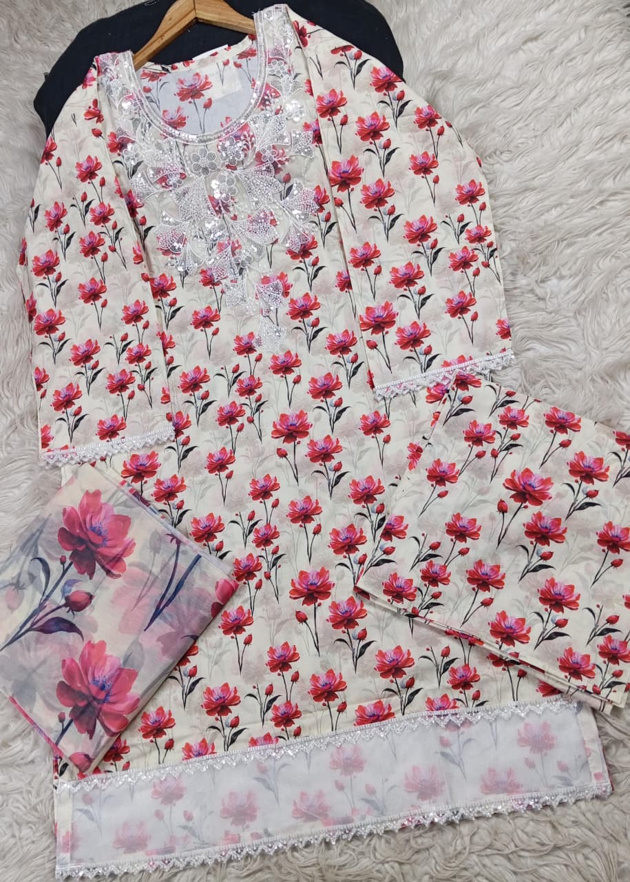 3 PIECE - EMBROIDERED LAWN SUIT