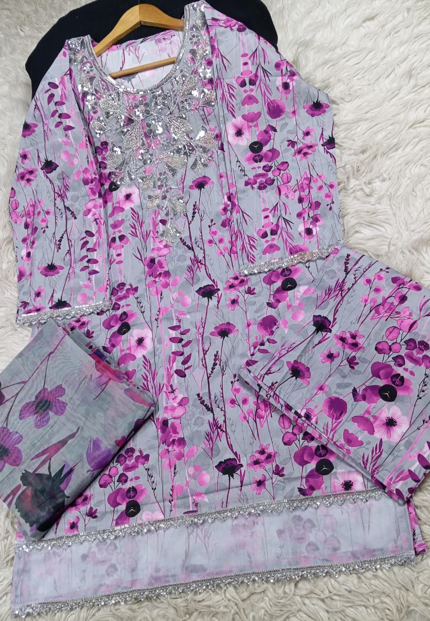 3 PIECE - EMBROIDERED LAWN SUIT