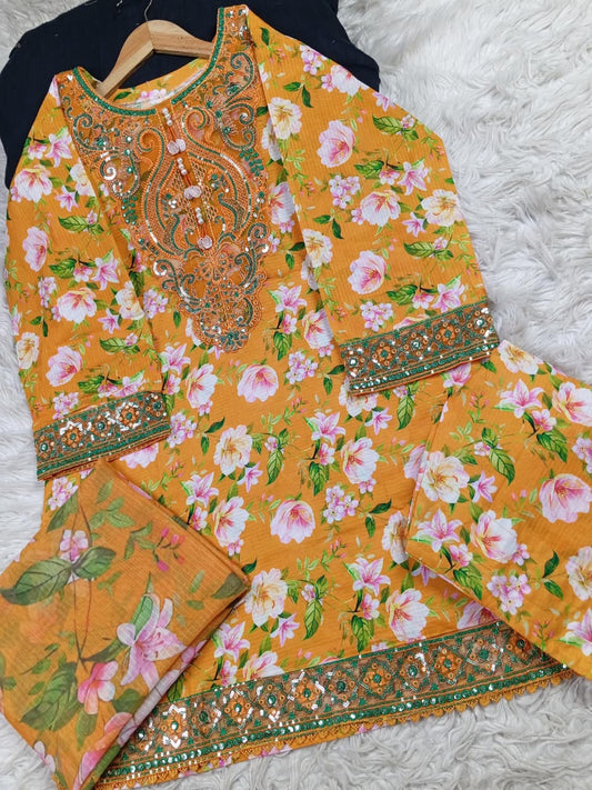 3 PIECE - EMBROIDERED LAWN SUIT