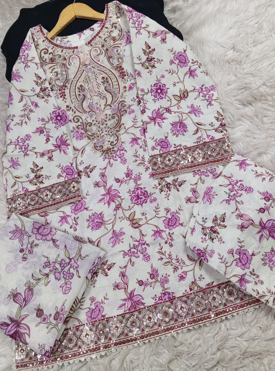 3 PIECE - EMBROIDERED LAWN SUIT