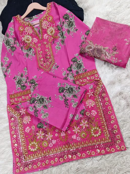 3 PIECE - EMBROIDERED LAWN SUIT