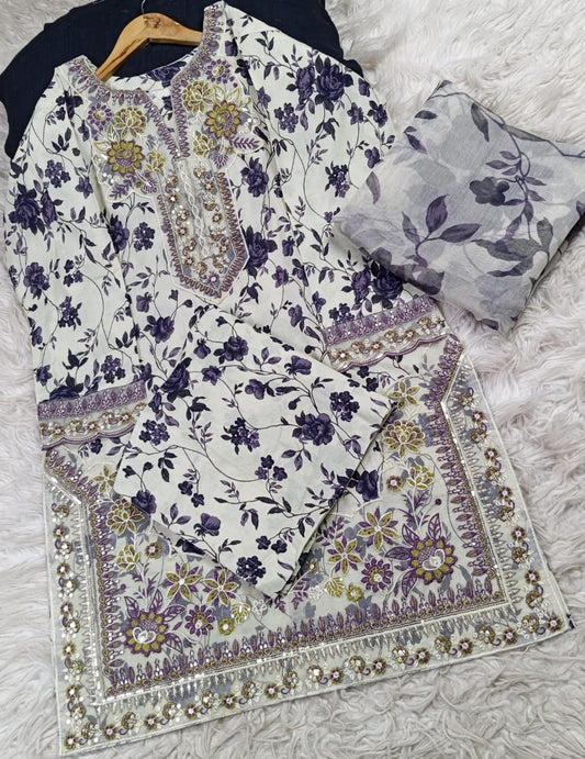 3 PIECE - EMBROIDERED LAWN SUIT