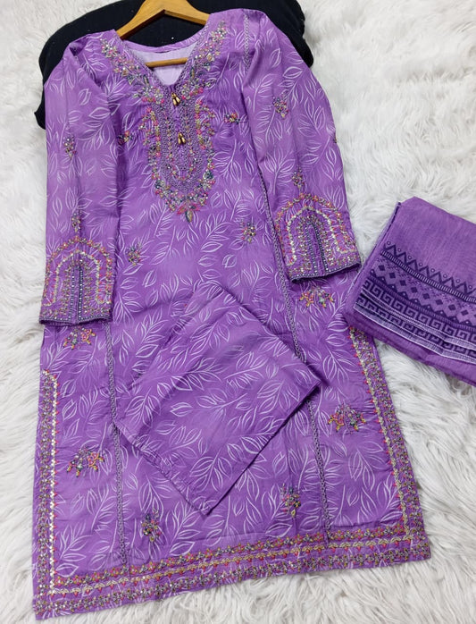 3 PIECE - EMBROIDERED LAWN SUIT