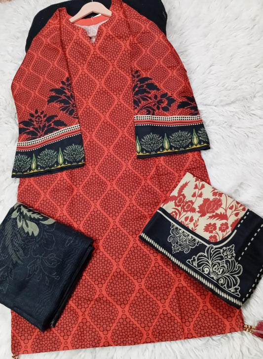 3 PIECE - EMBROIDERED LAWN SUIT