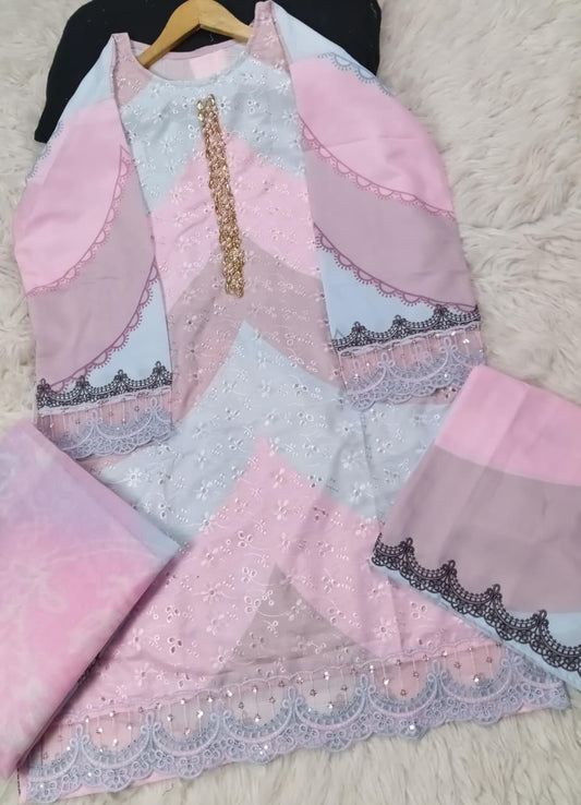 3 PIECE - EMBROIDERED LAWN SUIT