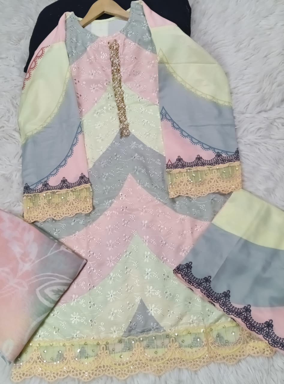 3 PIECE - EMBROIDERED LAWN SUIT