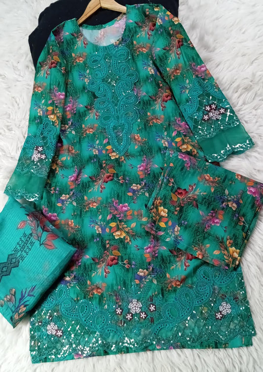 3 PIECE - EMBROIDERED LAWN SUIT