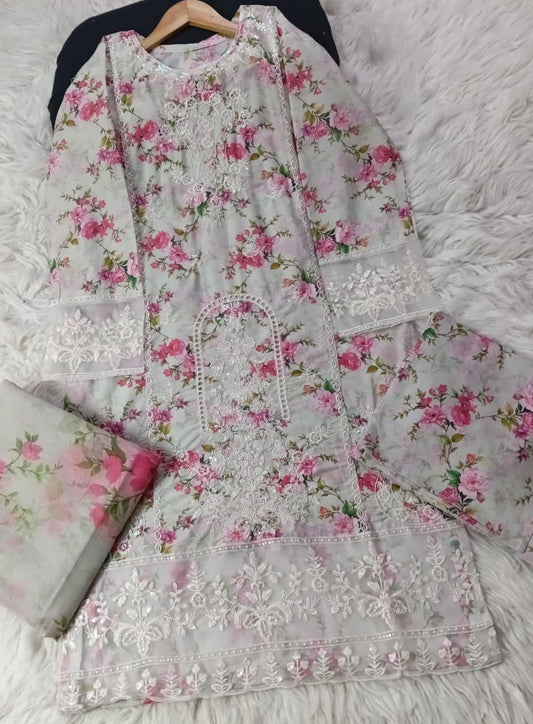 3 PIECE - EMBROIDERED LAWN SUIT
