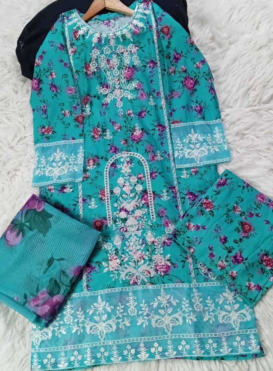 3 PIECE - EMBROIDERED LAWN SUIT