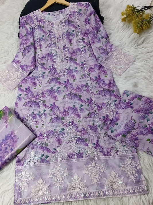 3 PIECE - EMBROIDERED LAWN SUIT