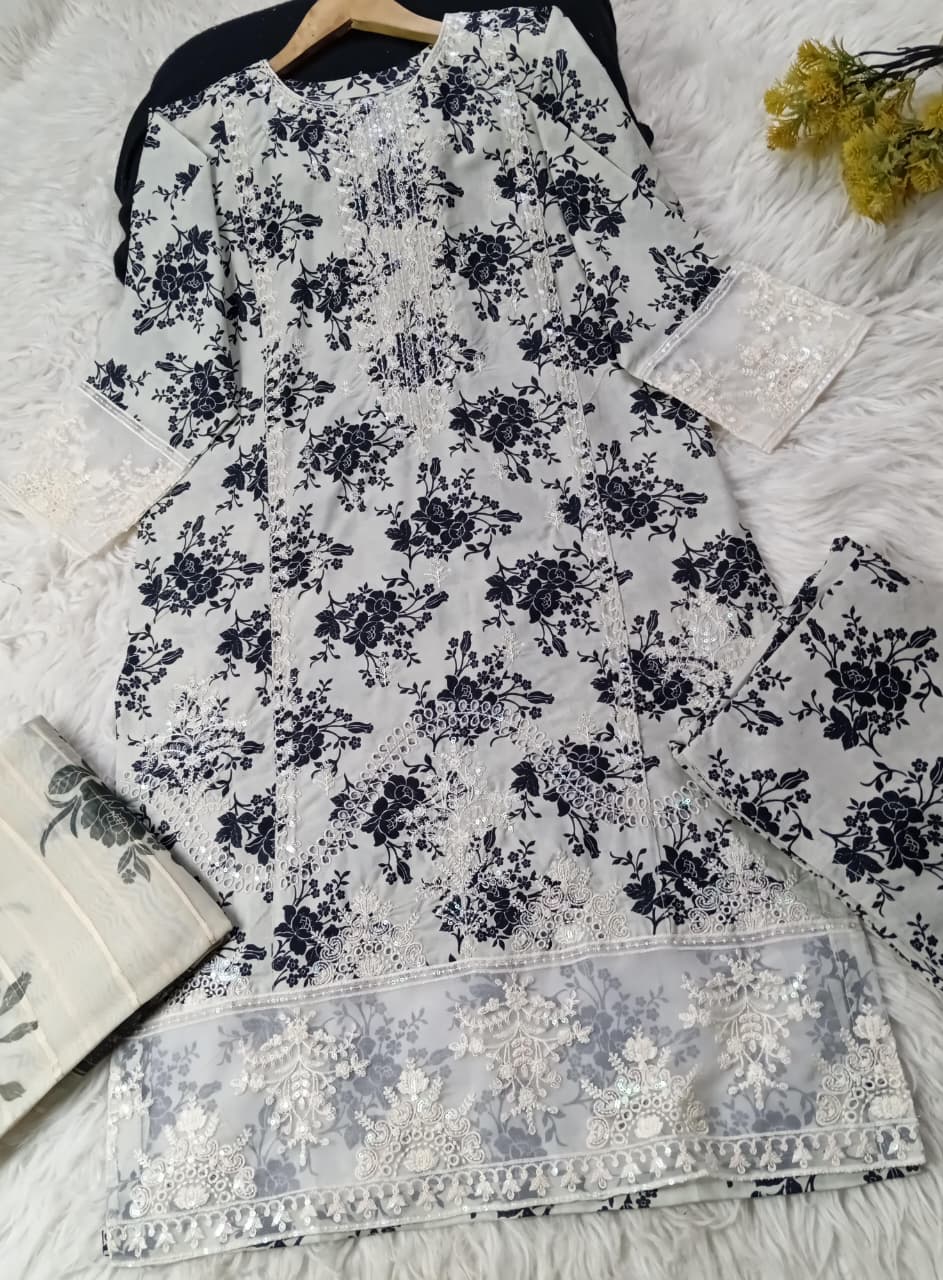 3 PIECE - EMBROIDERED LAWN SUIT