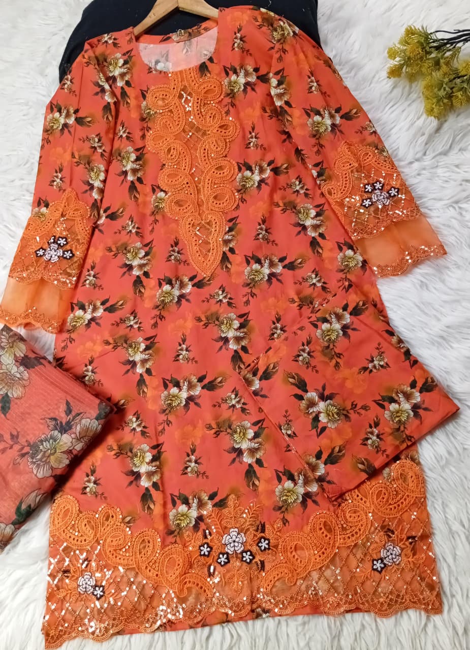 3 PIECE - EMBROIDERED LAWN SUIT