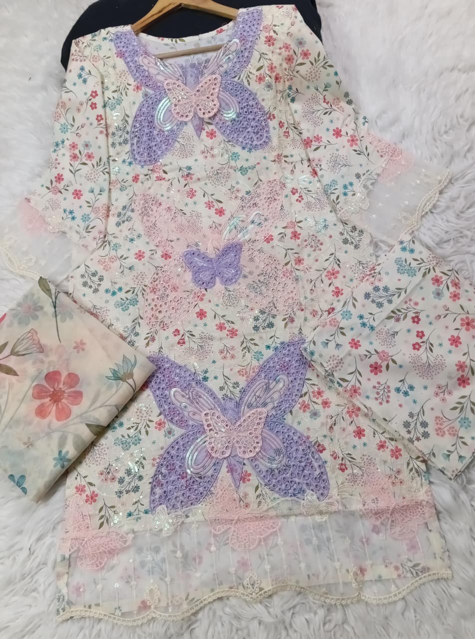 3 PIECE - EMBROIDERED LAWN SUIT