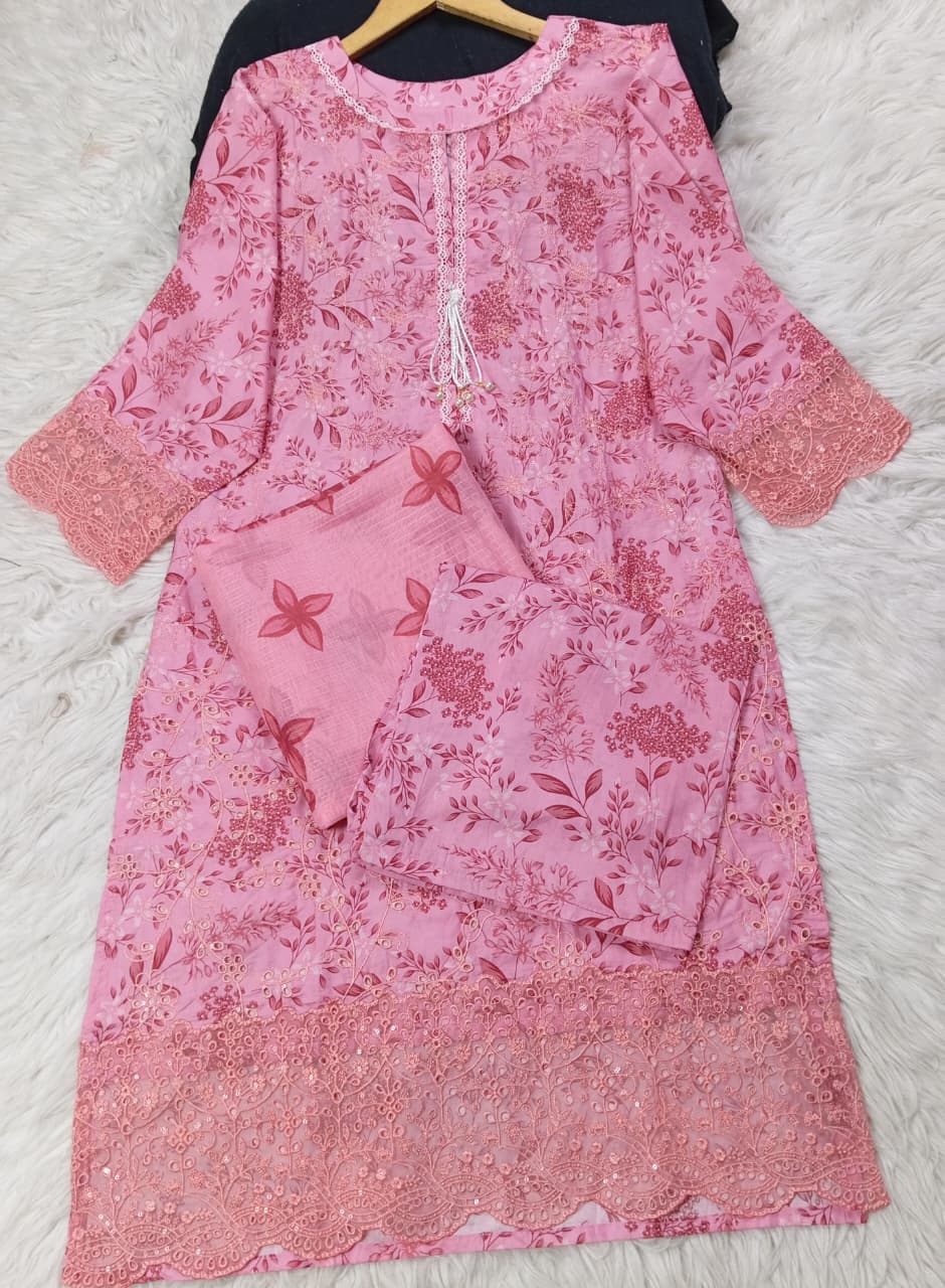 3 PIECE - EMBROIDERED LAWN SUIT