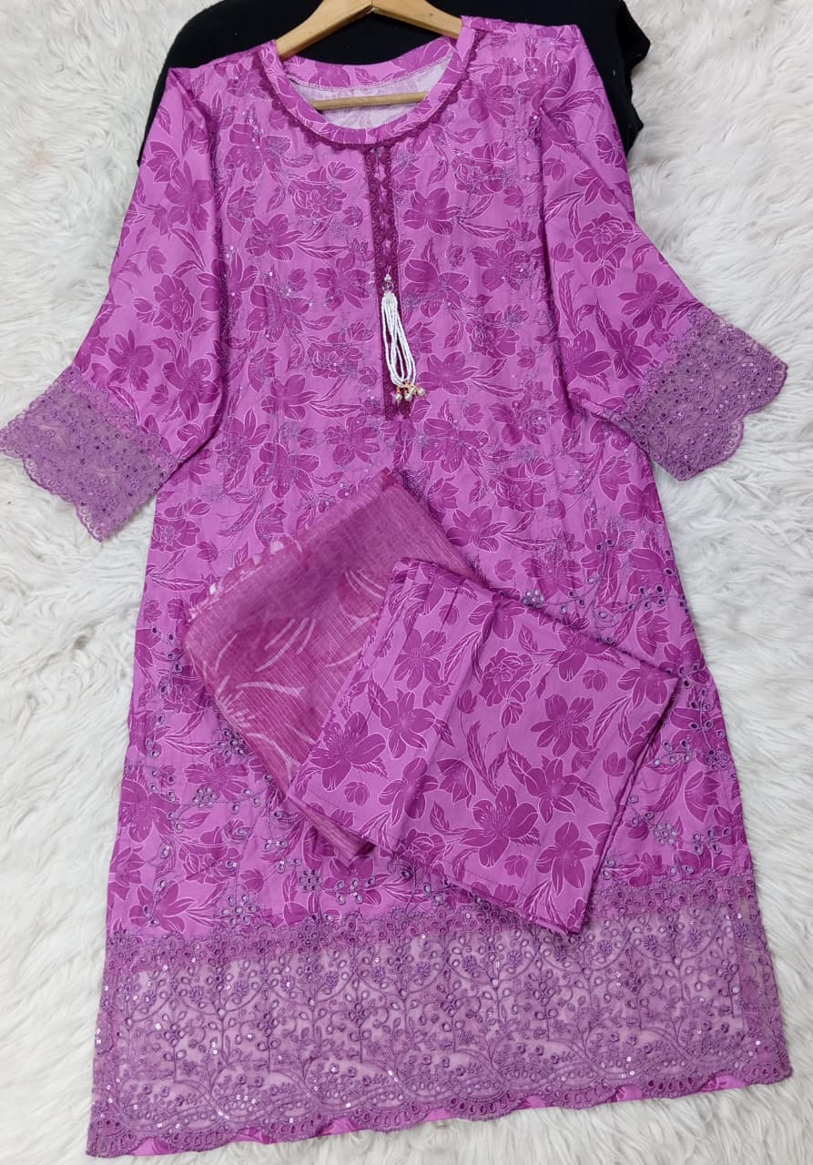 3 PIECE - EMBROIDERED LAWN SUIT