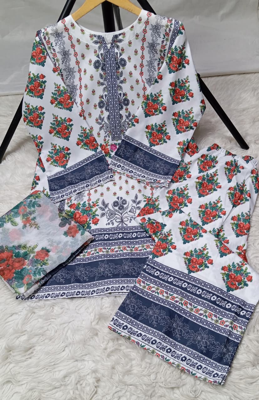 3 PIECE - EMBROIDERED LAWN SUIT