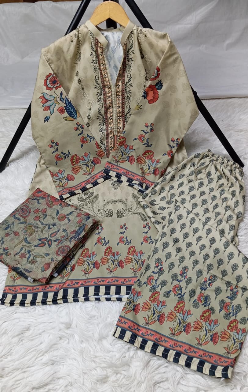 3 PIECE - EMBROIDERED LAWN SUIT