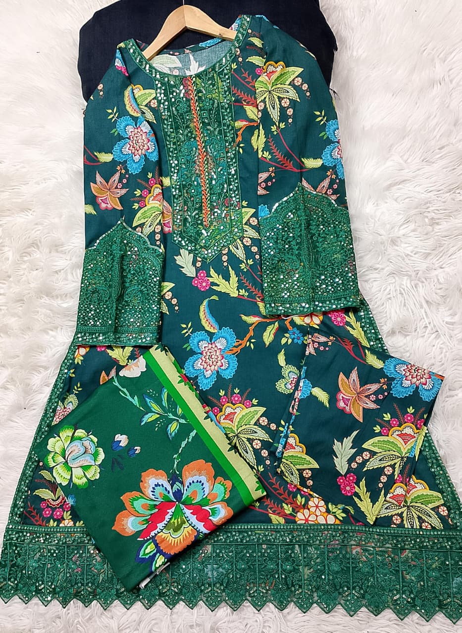 3 PIECE - EMBROIDERED VISCOSE SUIT