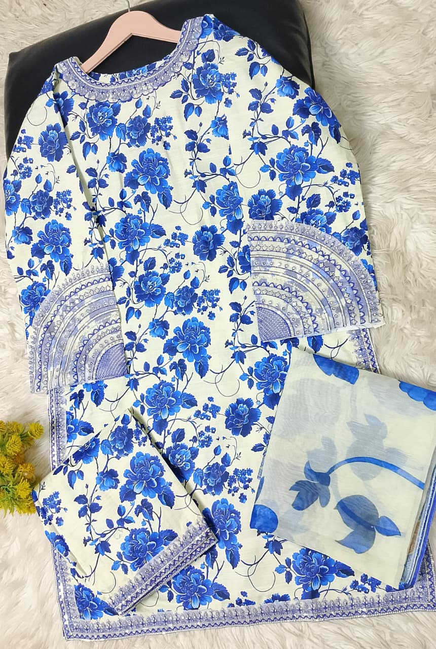 3 PIECE - EMBROIDERED KHADDAR SUIT