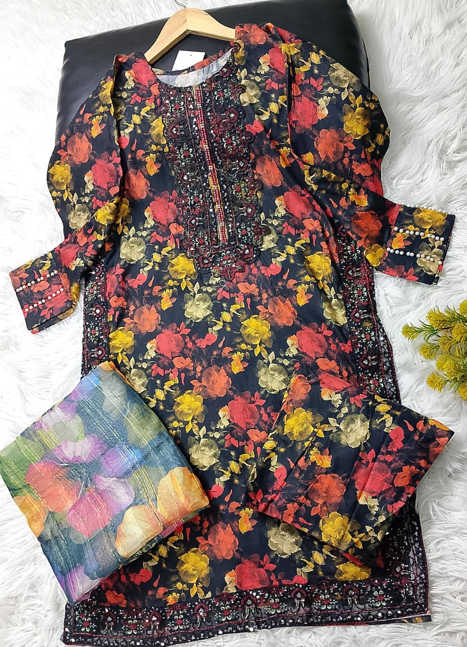 3 PIECE - EMBROIDERED / PRINTED LAWN SUIT