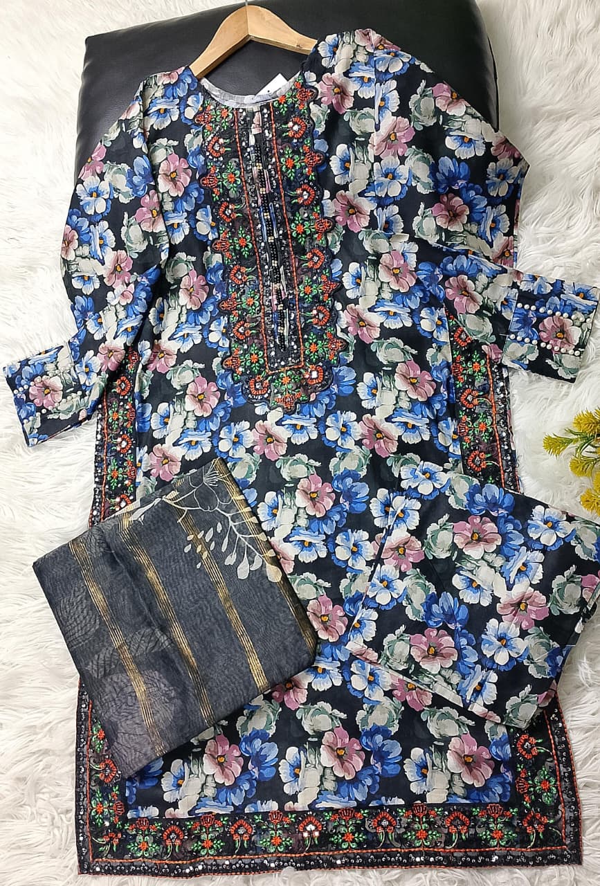 3 PIECE - EMBROIDERED / PRINTED LAWN SUIT