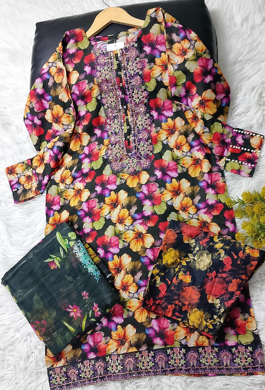 3 PIECE - EMBROIDERED / PRINTED LAWN SUIT