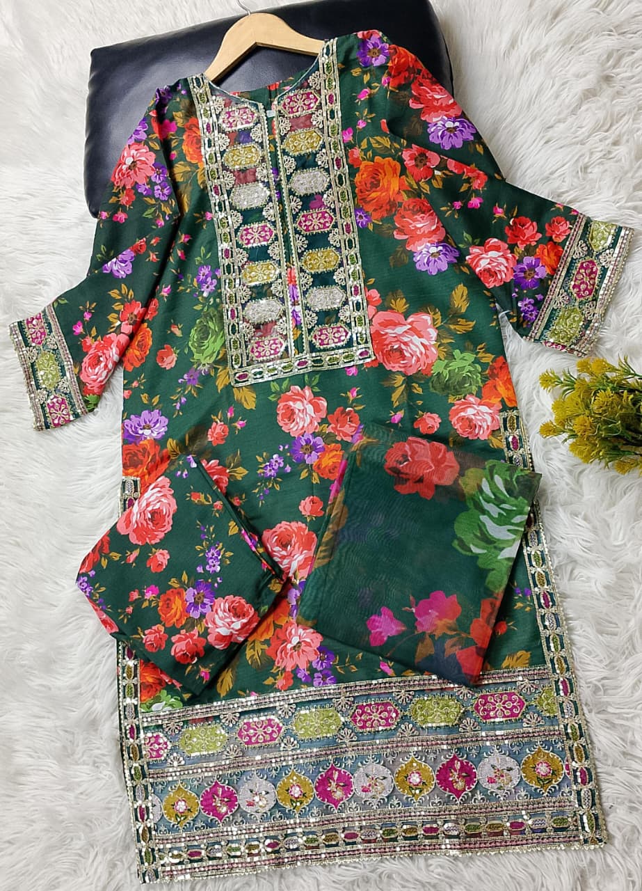 3 PIECE - EMBROIDERED VISCOSE SUIT