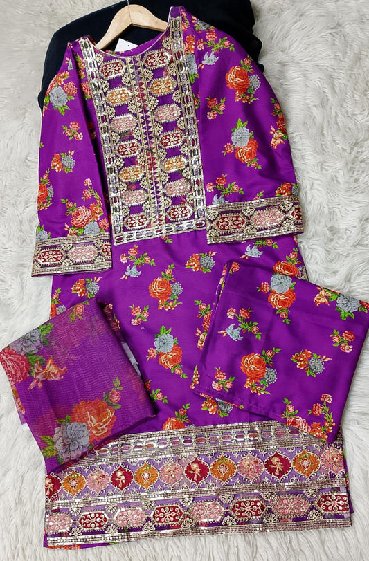 3 PIECE - EMBROIDERED LAWN SUIT