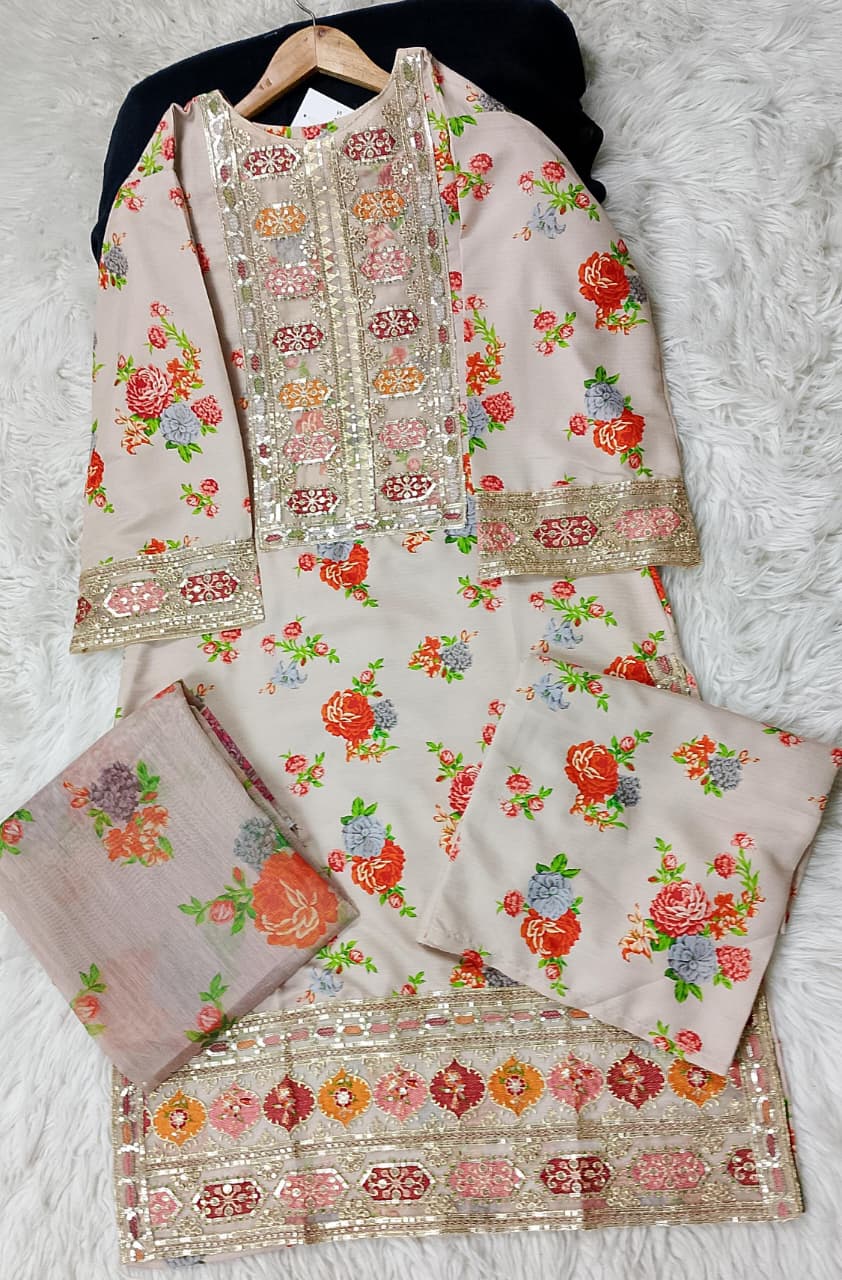 3 PIECE - EMBROIDERED VISCOSE SUIT