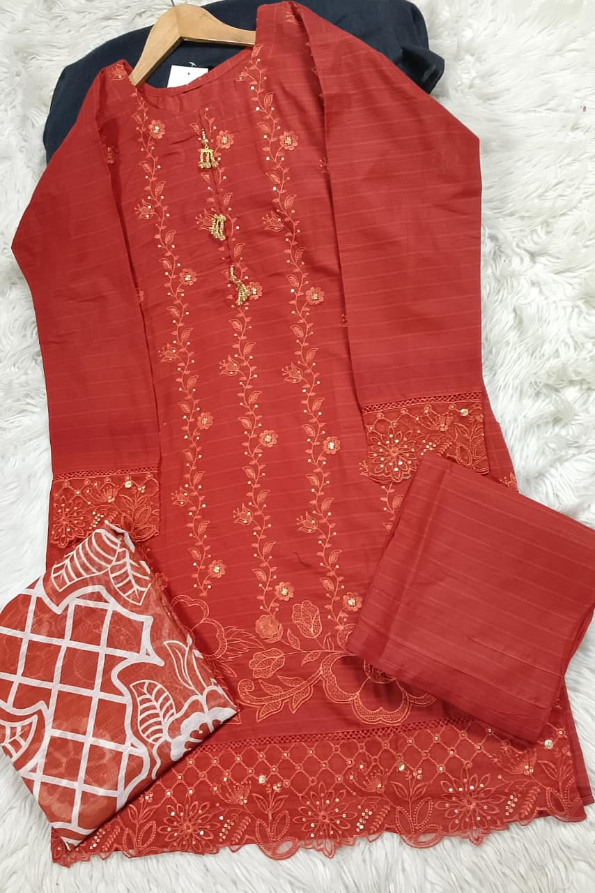 3 PIECE - EMBROIDERED LAWN SUIT