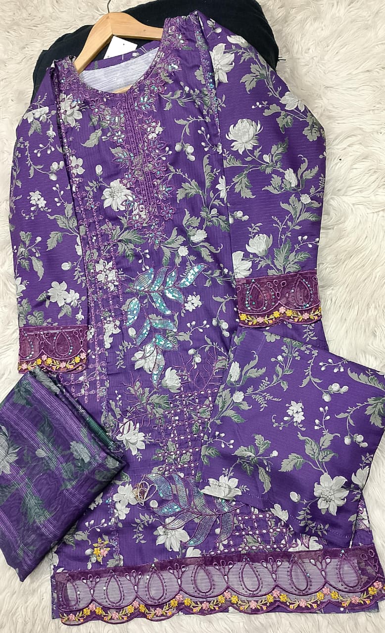 3 PIECE - EMBROIDERED LAWN SUIT