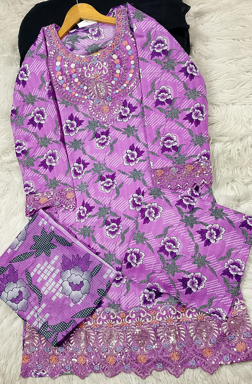 3 PIECE - EMBROIDERED LAWN SUIT