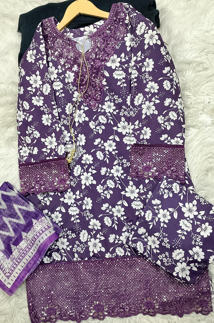 3 PIECE - EMBROIDERED LAWN SUIT