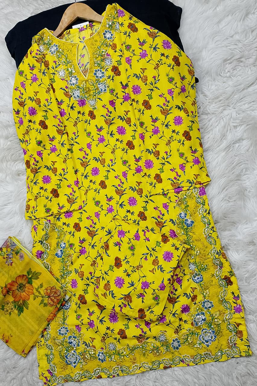 3 PIECE - EMBROIDERED LAWN SUIT